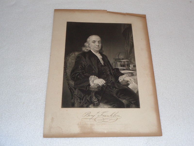 Benjamin Franklin Antique Johnson Wilson & Co New York Engraving Art Print