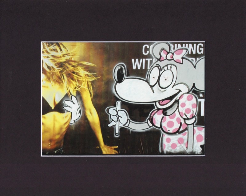 8X10 Black Matted Print BANKSY * Graffiti Street Art Picture: Minnie Mouse & Sex