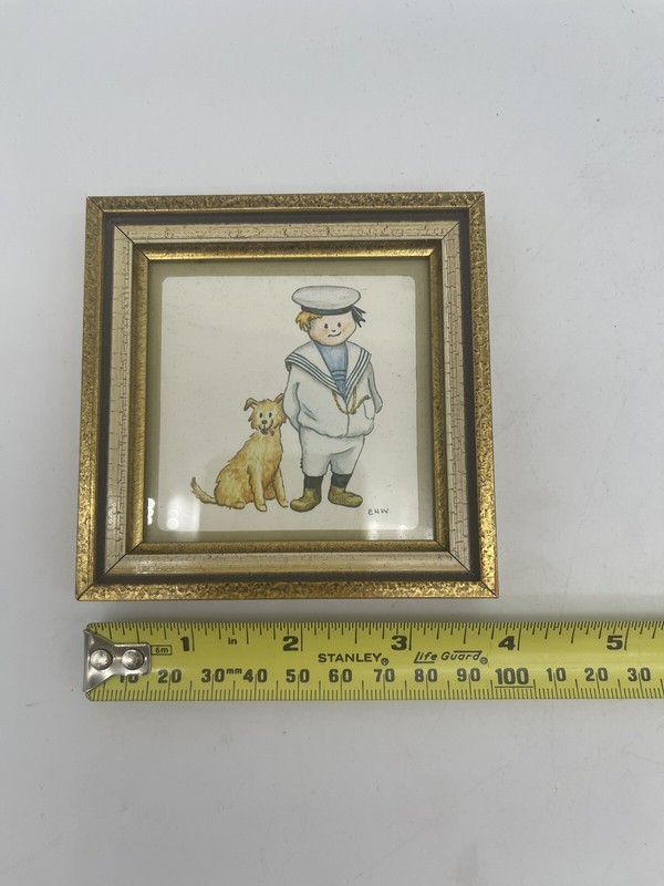 EUC Vtg (3) Miniature Victorian Children Drawings by C.R. Gibson Signed ENW gallery