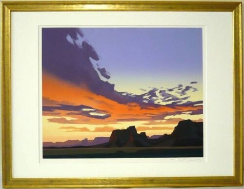 Ed Mell Lithograph Signed Red Rock Valley 58.5x77cm