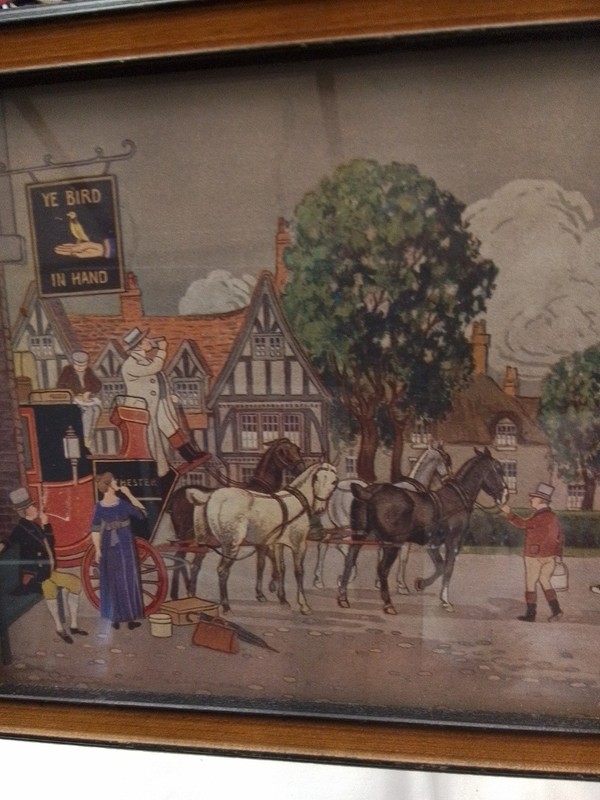 Framed "Ye Bird In Hand" Pub/Tavern Print 8 3/4"×6 1/4" gallery