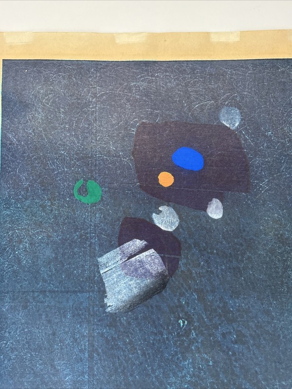 Abstract Japanese Woodblock Print Large Hideo Hagiwara Modernist 1960’s Signed gallery