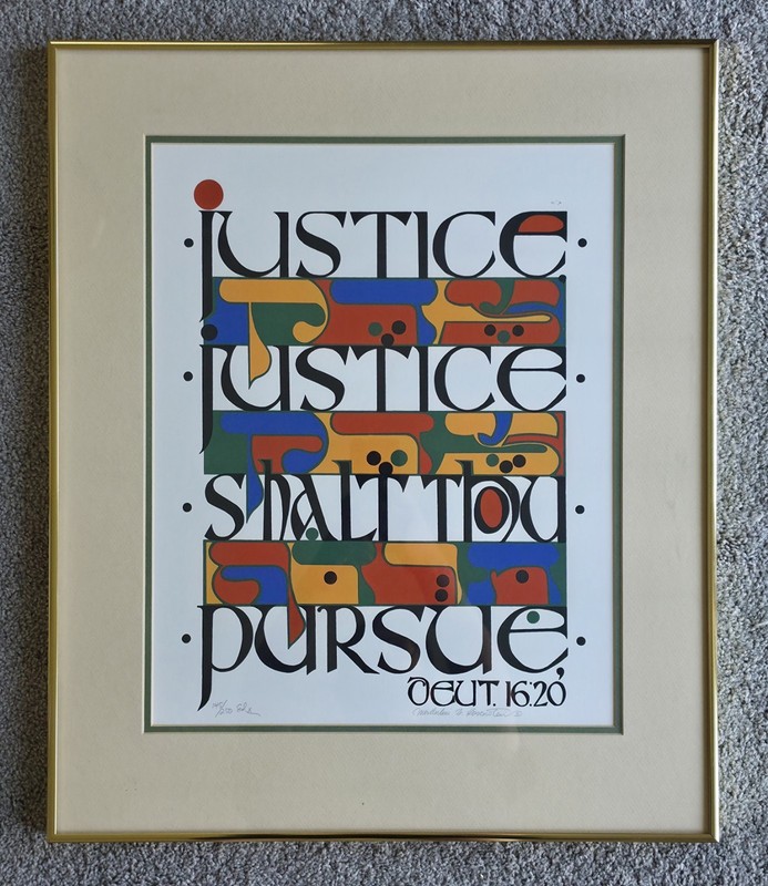 Mordechai Rosenstein Pursue Justice Bible Torah LE Judaic Law Serigraph #145/250