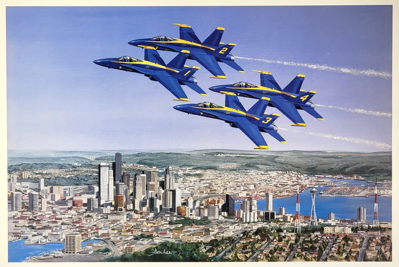 Vintage Blue Angels US Navy Aviation Art by Don Lee Seattle Seafair Puget Sound gallery