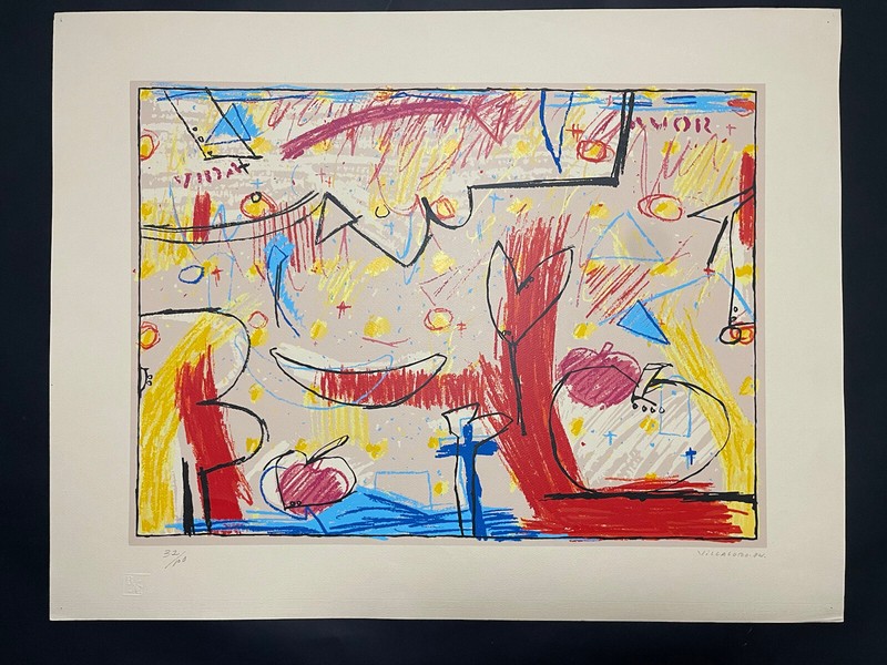 Serigraph by Nelson Villalobo. Untitled 1984. Original signed by the artist