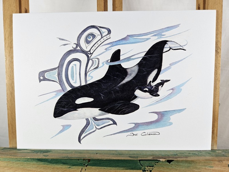 SUE COLEMAN “FAMILY TIDES” ORCA WHALES PACIFIC NORTHWEST ART FRAMED PRINT CANADA gallery