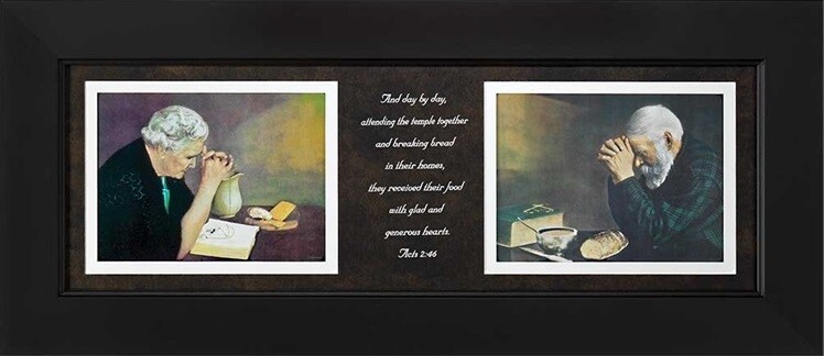 Eric Enstrom GRACE & GRATITUDE 15x34 Man & Woman Praying Framed Paper Art Print