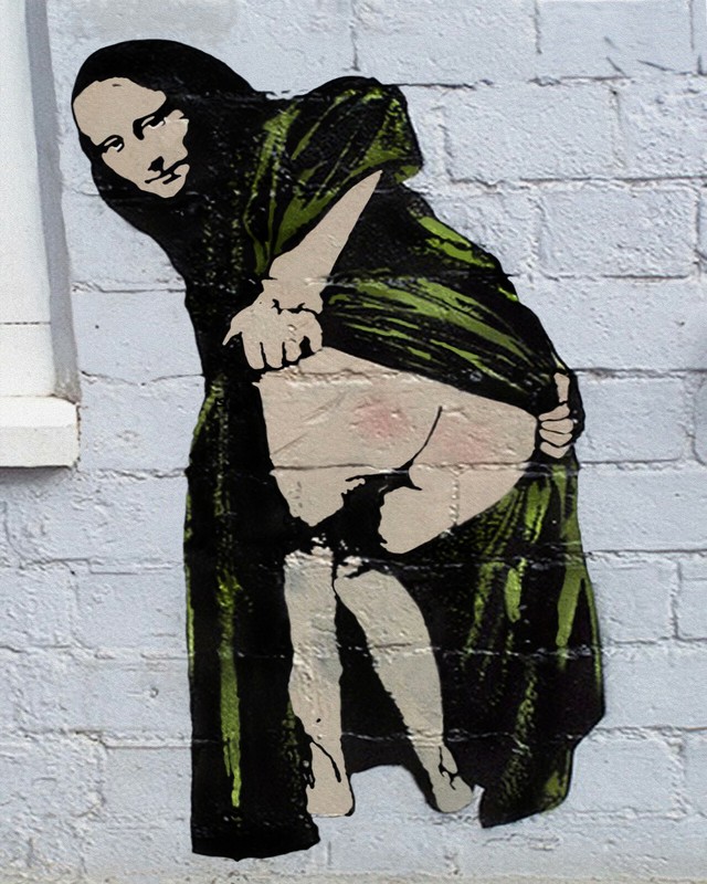 Street Art Mona Lisa Mooning premium 16 x 20 inch Canvas Print