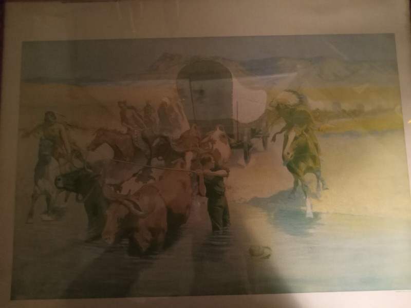 Vintage Framed Print Reproduction Frederic Remington Painting «The Emigrants»