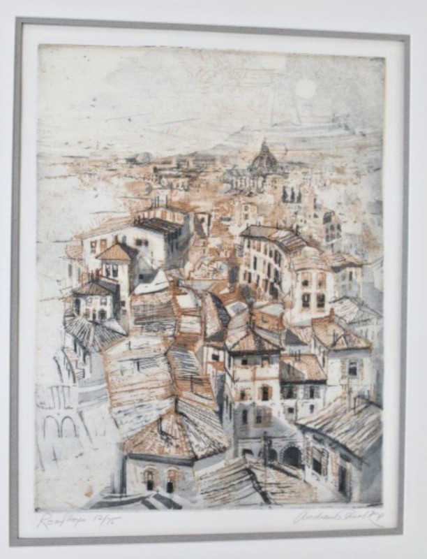 Andrew Rush (1931- ) – Rooftops – Signed Limited Edition Etching 12/75