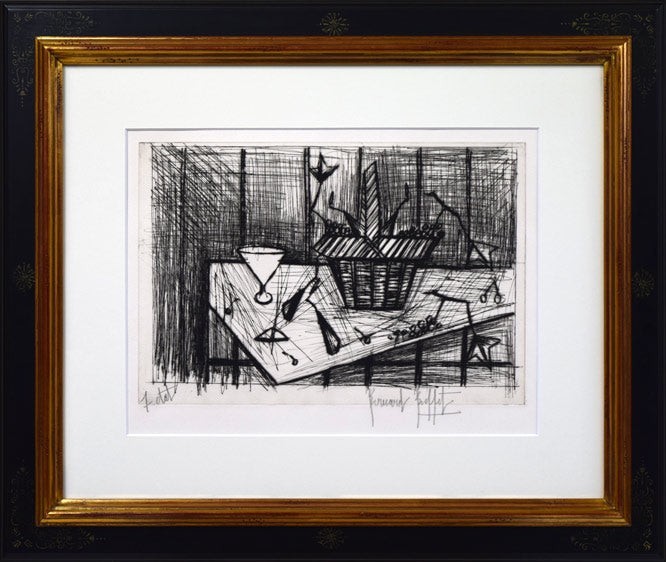 Bernard Buffet » Still Life » Drypoint Print Autograph Size H 21.2 x W 25.1 in