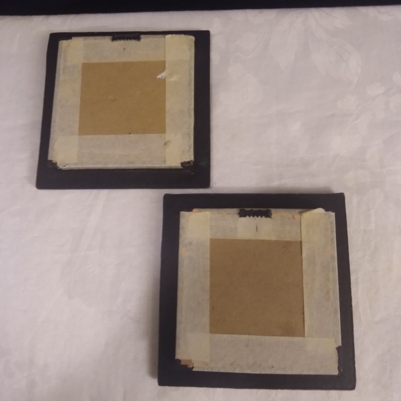 2 Small Buddha Art Pictures In Black Shadow Box Frames 6"x6" Copper Multicolored gallery