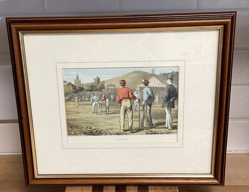 Vintage Victorian Cricket Match Framed Art Print Reproduction Made In Britain UK