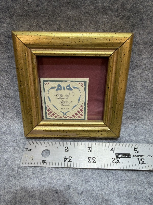 VTG Heart Calligraphy Framed Picture Art Love 1 Corinthians Wedding Anniversary gallery