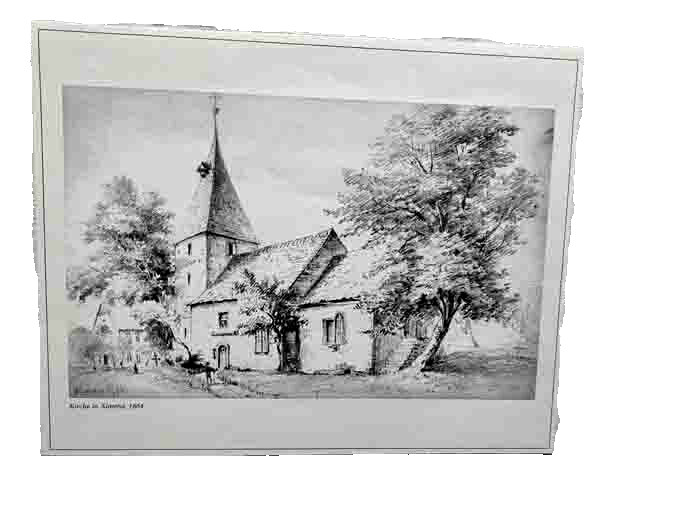 Art Sheet «Church in Almena» 1864 Emil Zeiss Print Cardboard 25 x 32 cm Lip