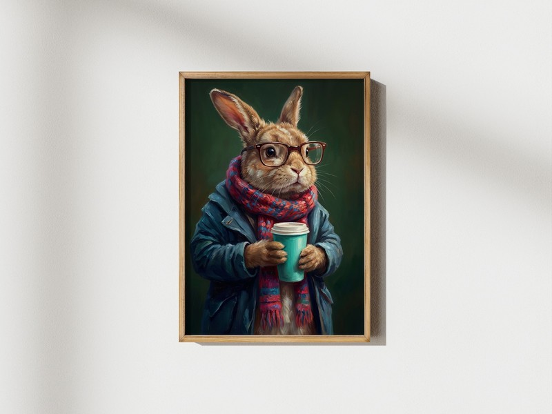Hipster Rabbit | Print on Matte Paper | Funny Bunny Wall Art gallery