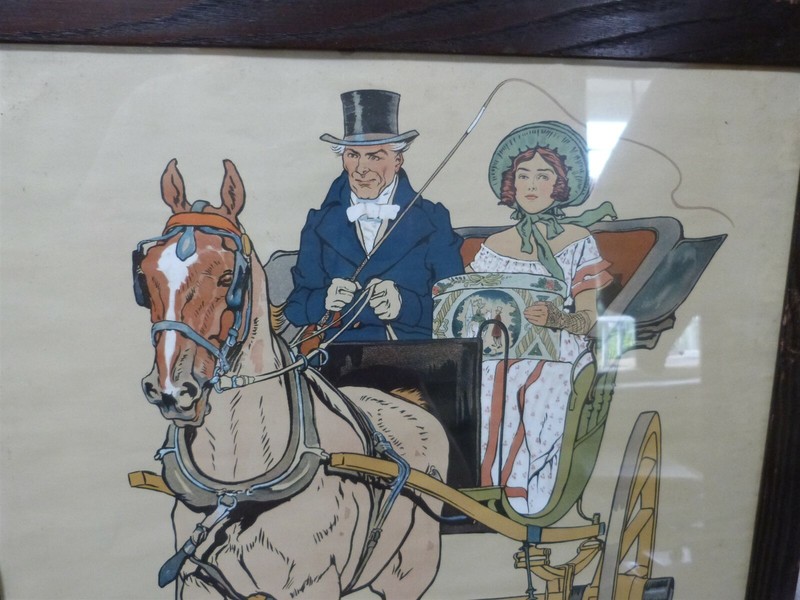 2 VINTAGE 1910 Edward Penfield Stagecoach Buggy Prints Harpers Illustrator 21" gallery