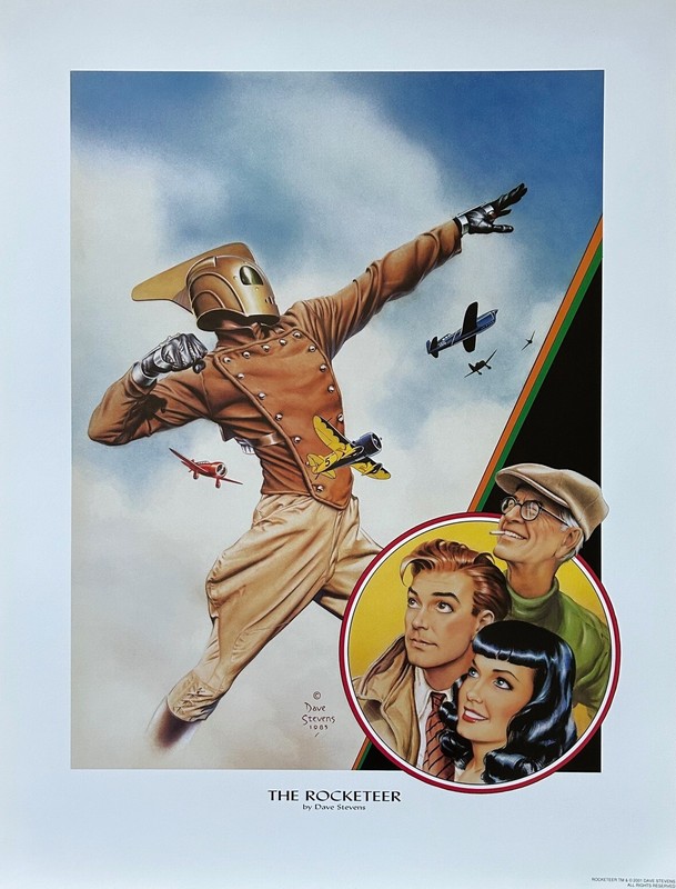 DAVE STEVENS rare ROCKETEER art print 17x22 limited 2001 Lithograph LAST TWO!