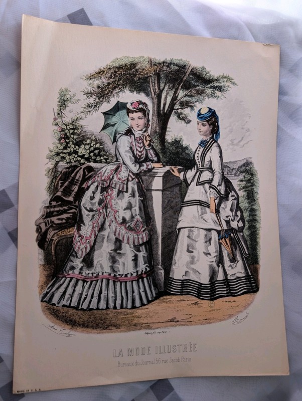 Antique La Mode Illustrée Etching Print Anais Toudouze- Bonnard Paris