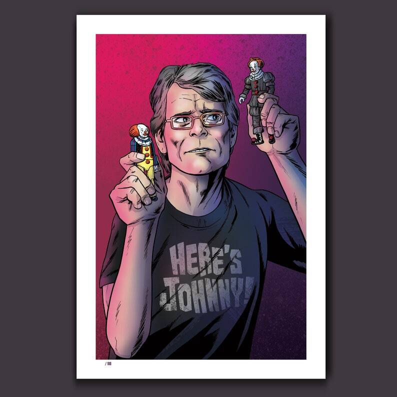 Stephen King Plays (With It) – Rob Ozborne Art Print #129 5″ x 7″ Mini Signed