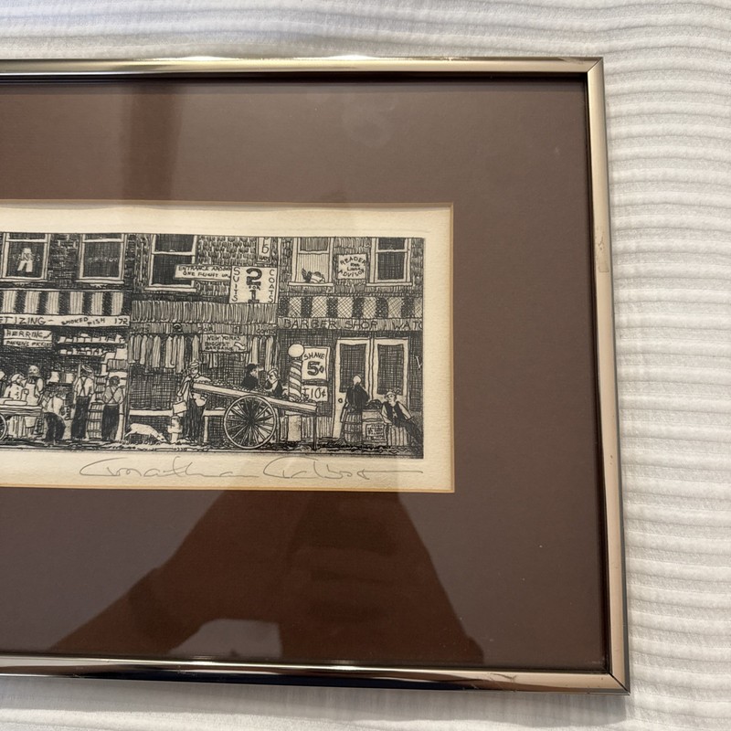 Jonathan Talbot Pushcarts & Pickle Barrels Limited Edition 83/125 Etching Framed gallery