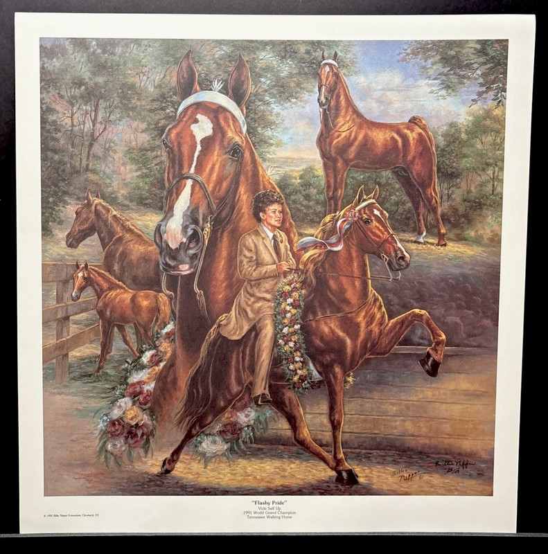 Tennessee Artist Billie Nipper Limited Ed Print “Flashy Pride” Walking Horses
