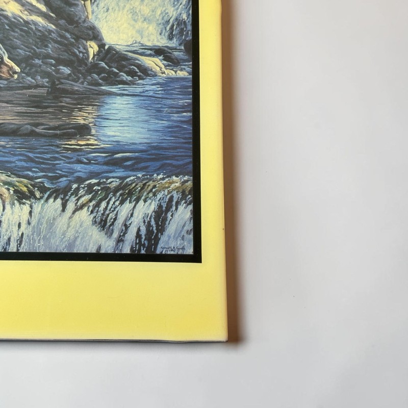 Vintage Kenneth A. Ferris Black Bear Waterfall Framed Art Print Cabin Lodge Deco gallery
