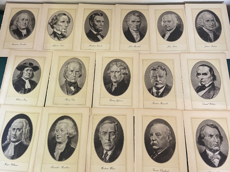 16 Portraits of American Statesmen Lithos Lincoln Franklin Roosevelt Jefferson