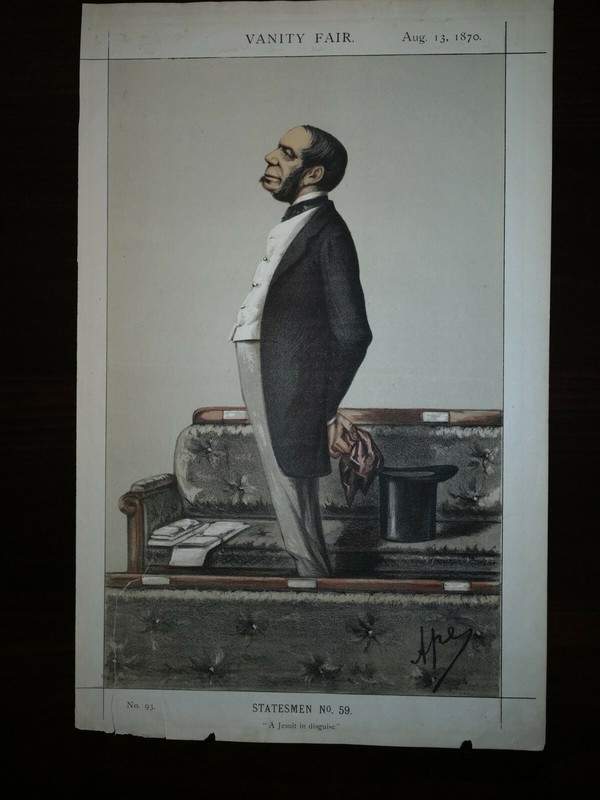 ANTIQUE  LITHOGRAPH-STATESMEN No.59 – APE/CARLO PELLEGRINI/  VANITY FAIR,1870