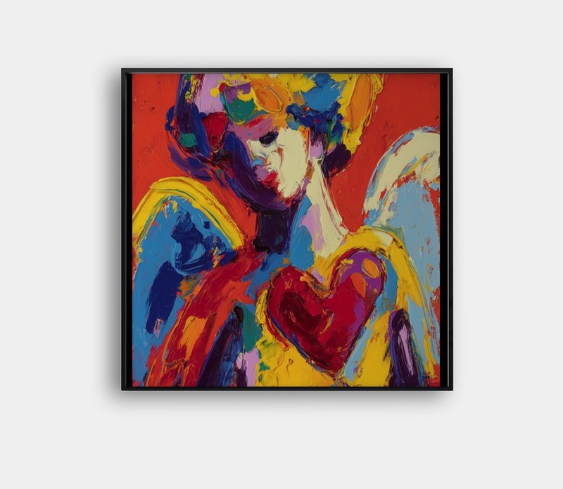 Angel with Heart Framed 24x24 Giclée Art Print Ltd 1/25 Signed COA Rombley V43