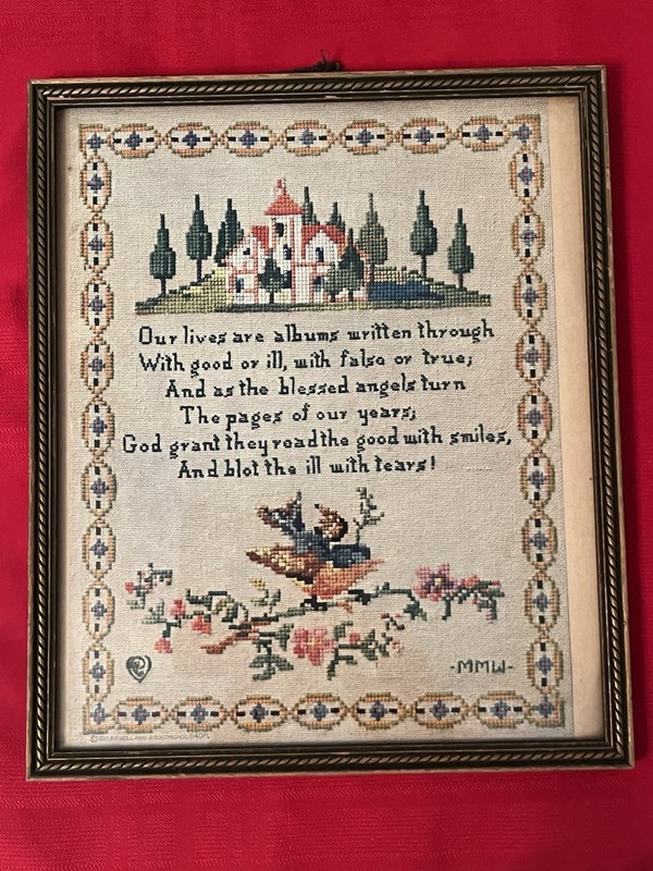 Antique 1917 Original Framed Litho Sampler Whimsical Poem By P F Volland Co. gallery