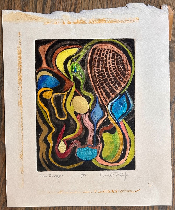 ANNETTE ROBYNS Hand-Colored Etching Modernist Abstract Signed Numbered Original