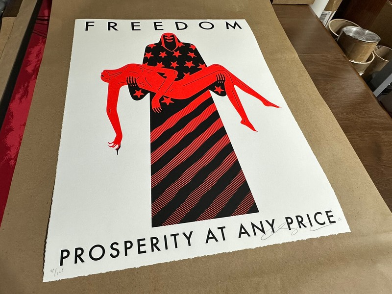 2020 Cleon Peterson "Freedom / Prosperity At Any Price" S/N Screen Print Poster gallery
