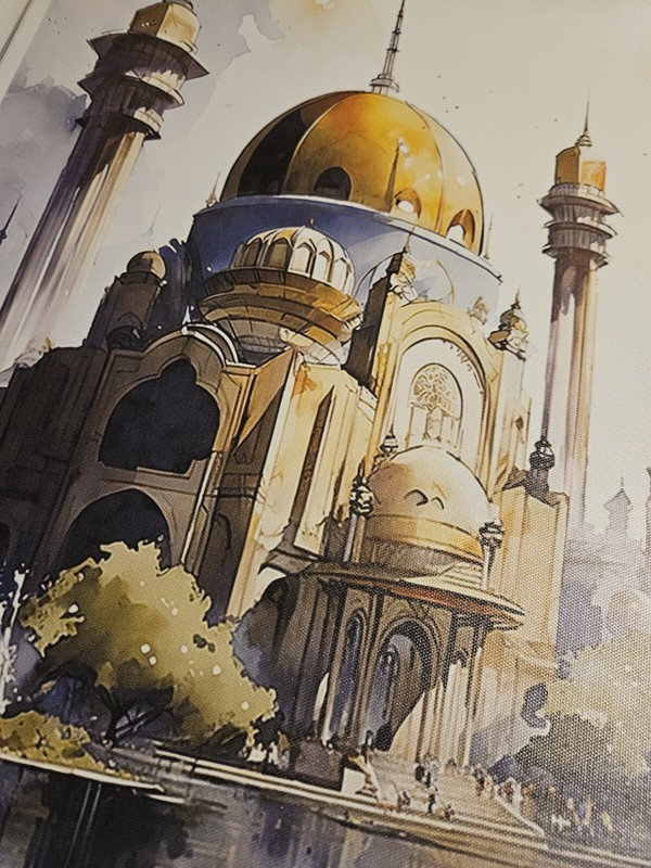 Futuristic Space Cathedral Alien Planet 12.75x18.5" Canvas Poster Art Print gallery