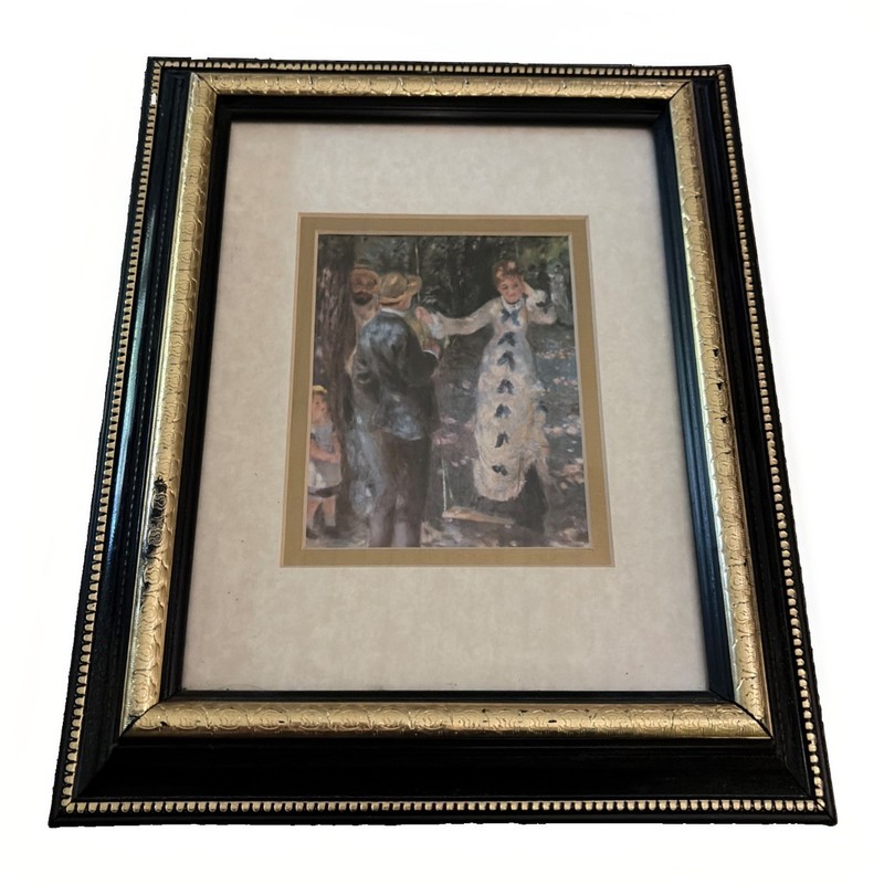 Vintage Gold Framed Pierre-Auguste Renoir “The Swing” Print of Painting Wall Art