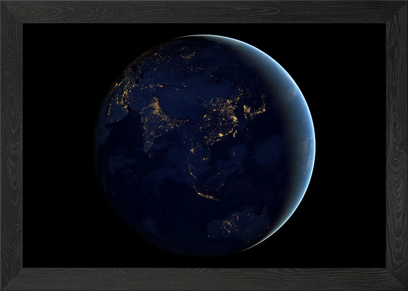 Planet Earth Night Framed Wall Art Poster Canvas Print Picture