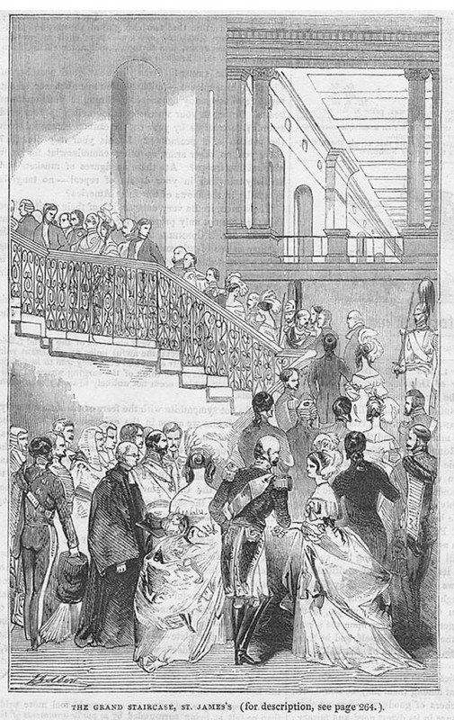 ST JAMES’S PALACE The Grand Staircase – Antique Print 1843
