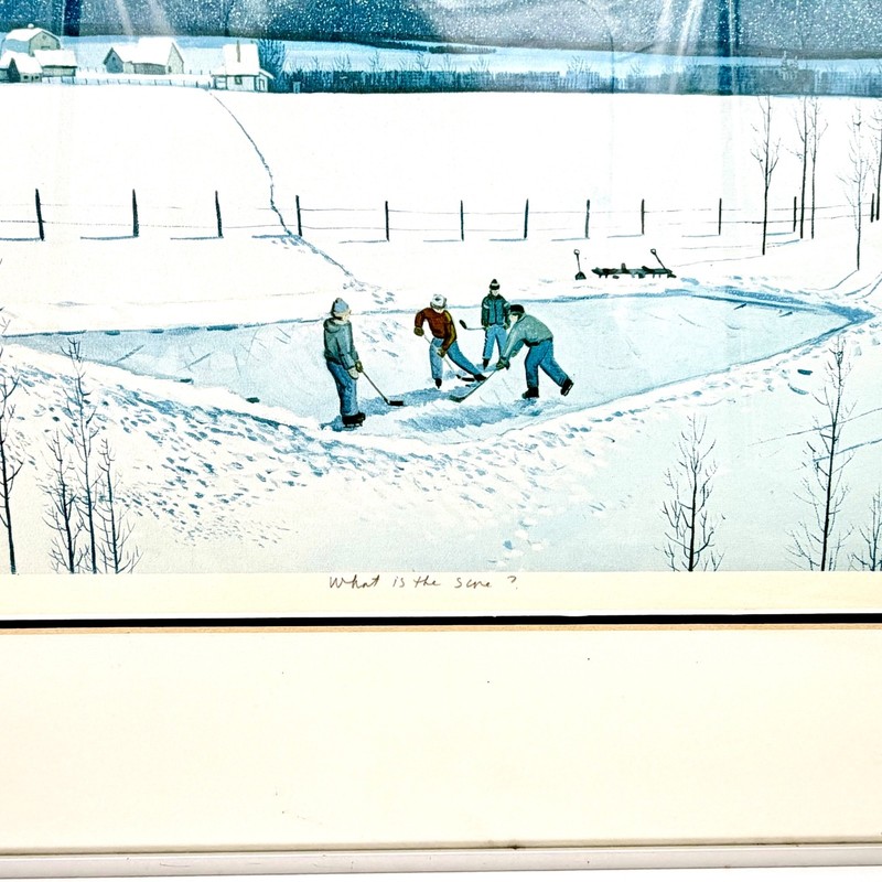 VTG Peter Shostak What Is The Score 1982 Signed #140/275 Framed Hockey Litho COA gallery
