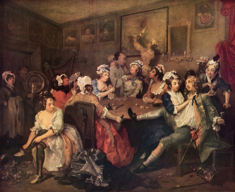 Hogarth, The Rake’s Progress III The Orgy, Georgian Art Print 1959