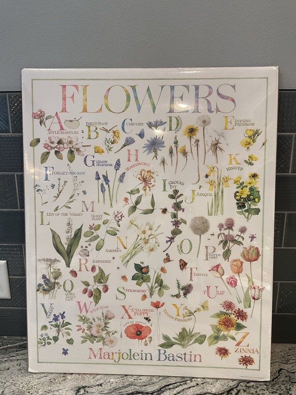 VTG ’94 Marjolein Bastin 24×30 Poster Print Alphabet Flowers USA NEW Sealed