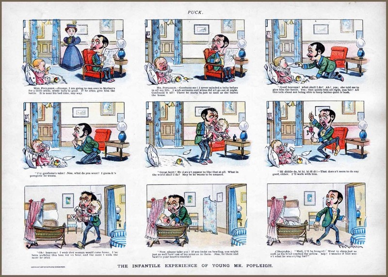 Frustrated Father Crying Baby Parenting Comic Strip 1897 Paragoric Jumping Jack