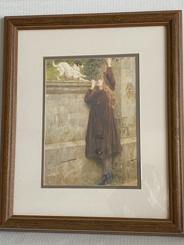 Briton Riviere (1840-1920) Vintage “Play Fellows” Matted & Framed Print