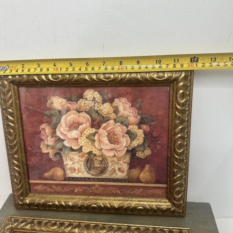 Set 2 Vintage Framed Floral Still Life Prints Gold Ornate Frame Wall Art Gallery gallery