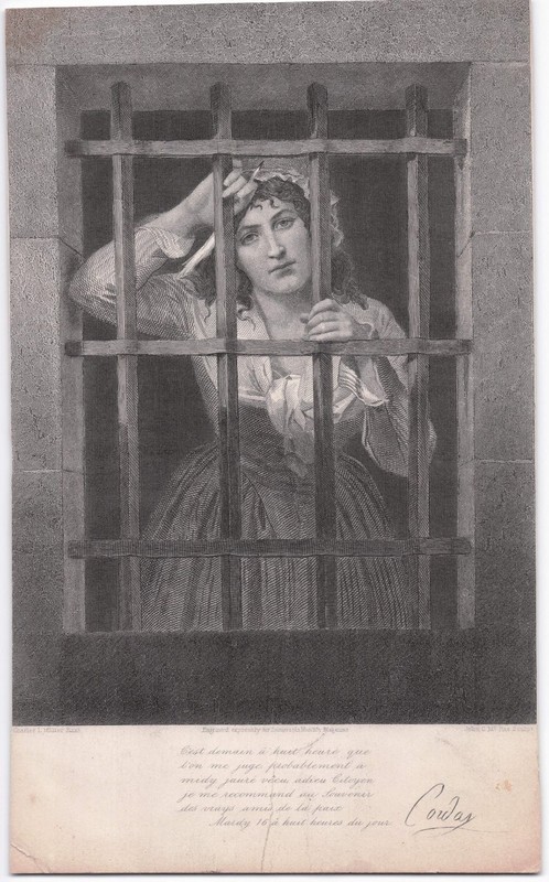 Charlotte Corday French Revolution Engraving Art Print 1886 Portrait