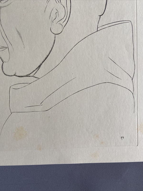 Eric Gill Framed Line engraving 1926 Dom Wilfred Upson ('The Prior of Caldey') gallery