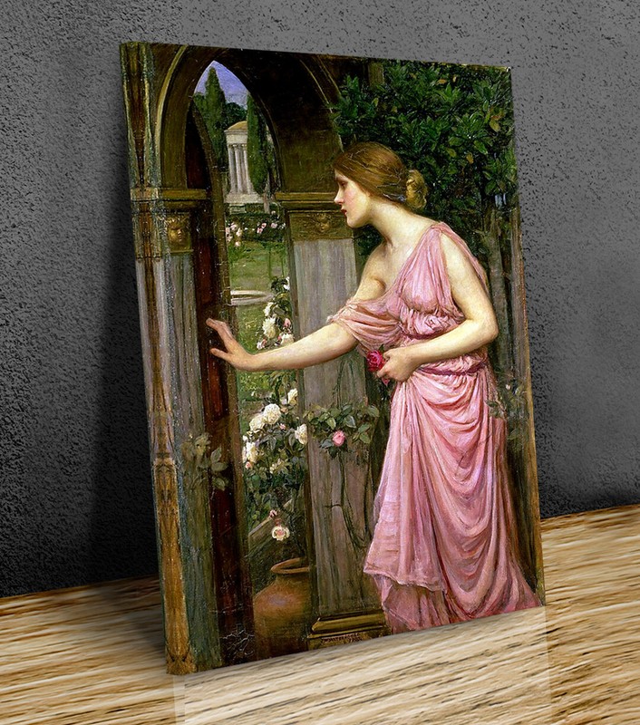 Psyche entering Cupid’s Garden Waterhouse mounted canvas print ready to hang