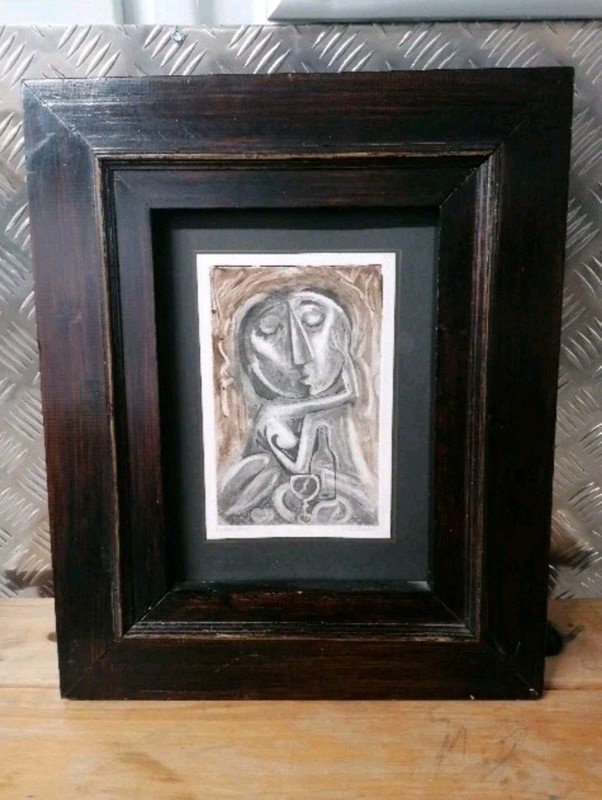 Nigel Gillings Etching of 2 figures Art Print Lovers Picnic Cubism
