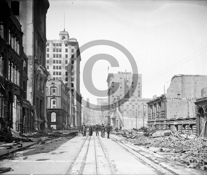 Looking up California St. from Sansome St. San Francisco, CA © 1906