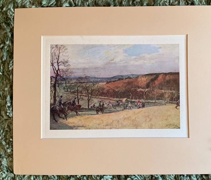 THE NORTH WARWICKSHIRE HUNT; L.EDWARDS MOUNTED c1929 FOX-HUNTING PRINT. REDDITCH