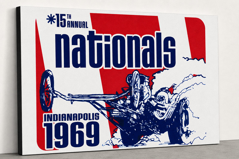 Vintage Dragster Race Car Canvas Print 18X24 24X36 36X48 Vintage Top Fuel style gallery